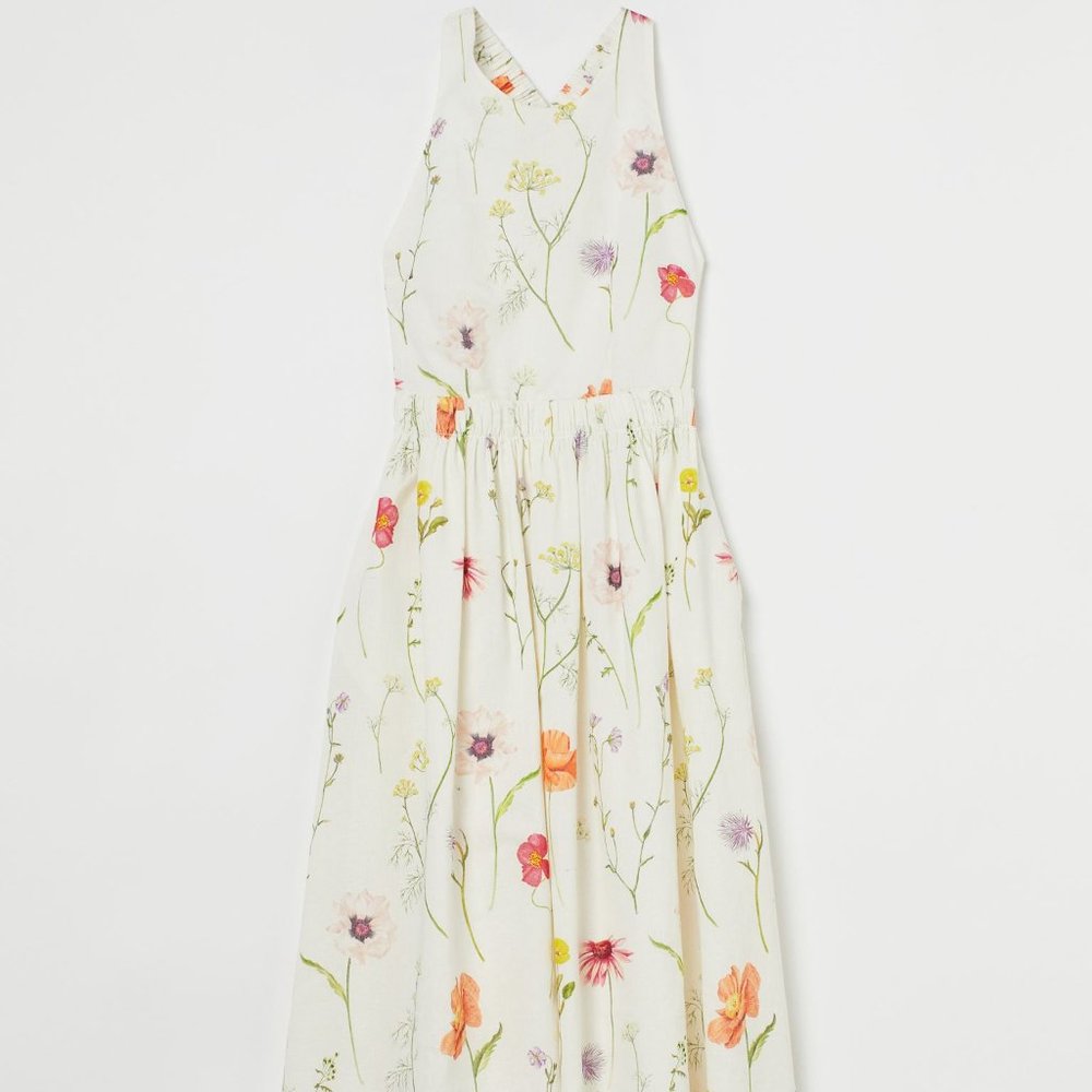 NWT H&M Wildflower Ankle Length Linen Dress XS